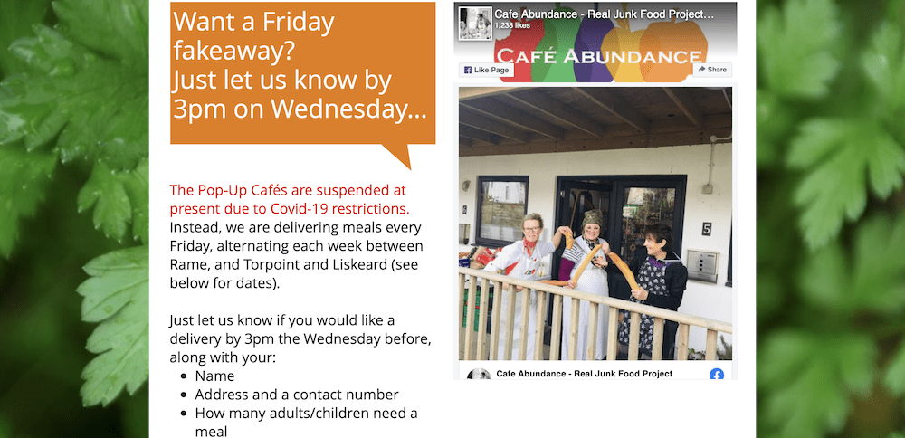 Cafe abundance webpage