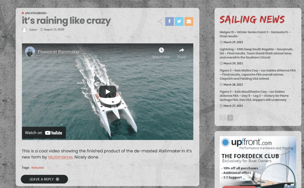 rainmaker rebuild post in sailing anarchy