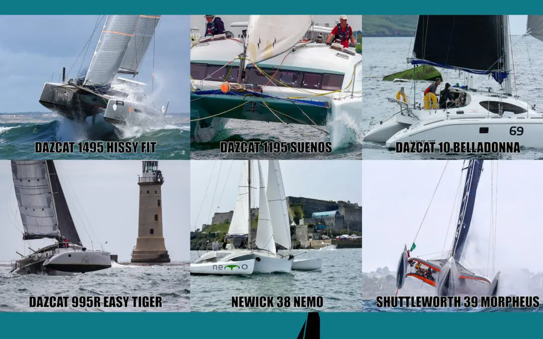 Round Britain & Ireland 2022 – six Multihull Centre Boats Racing.