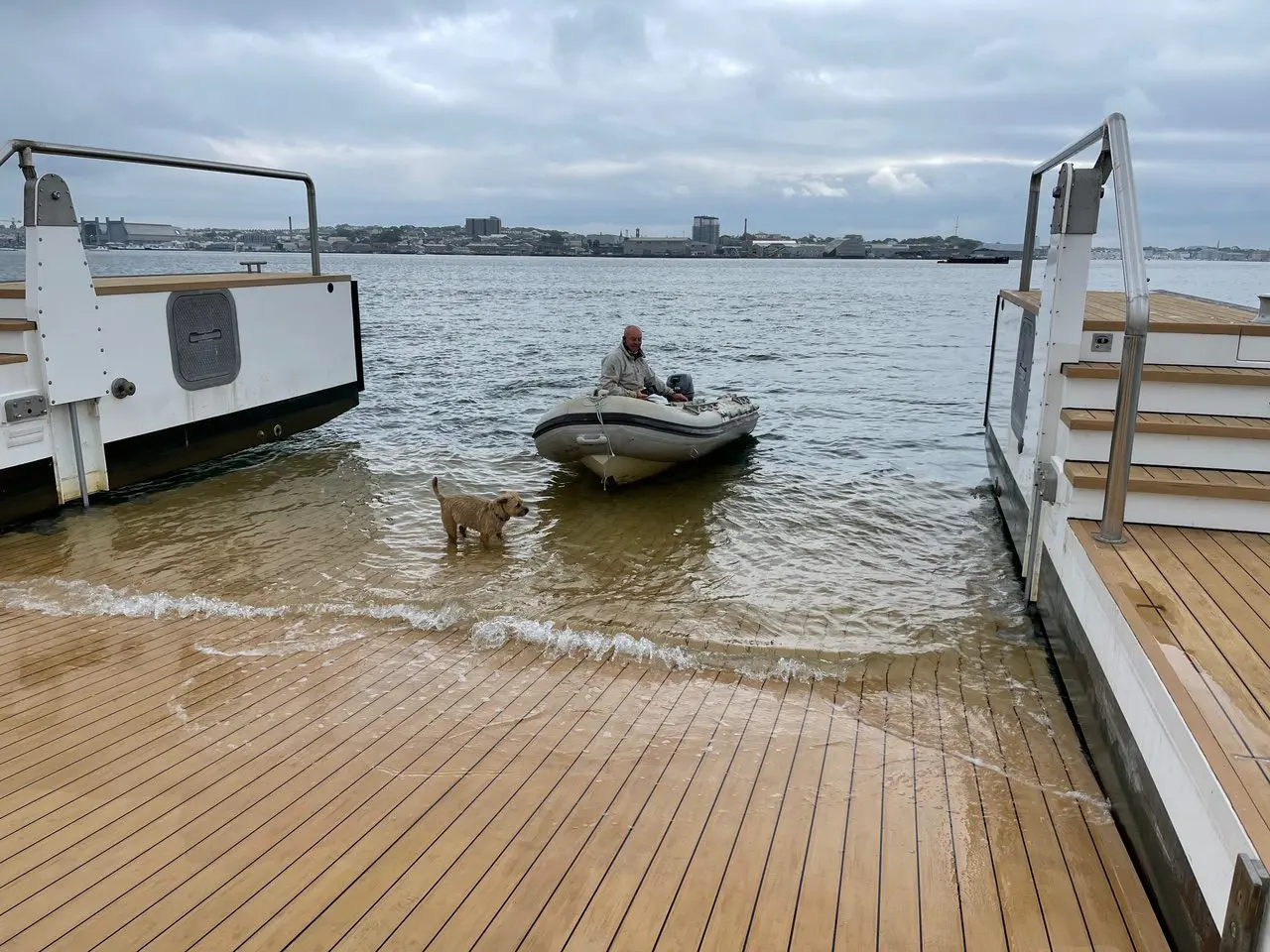 motorised pontoon for sale Stern deployed for beaching craft motorised pontoon for sale