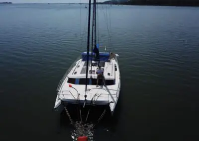 Prout Snowgoose elite 37 view from above at mooring