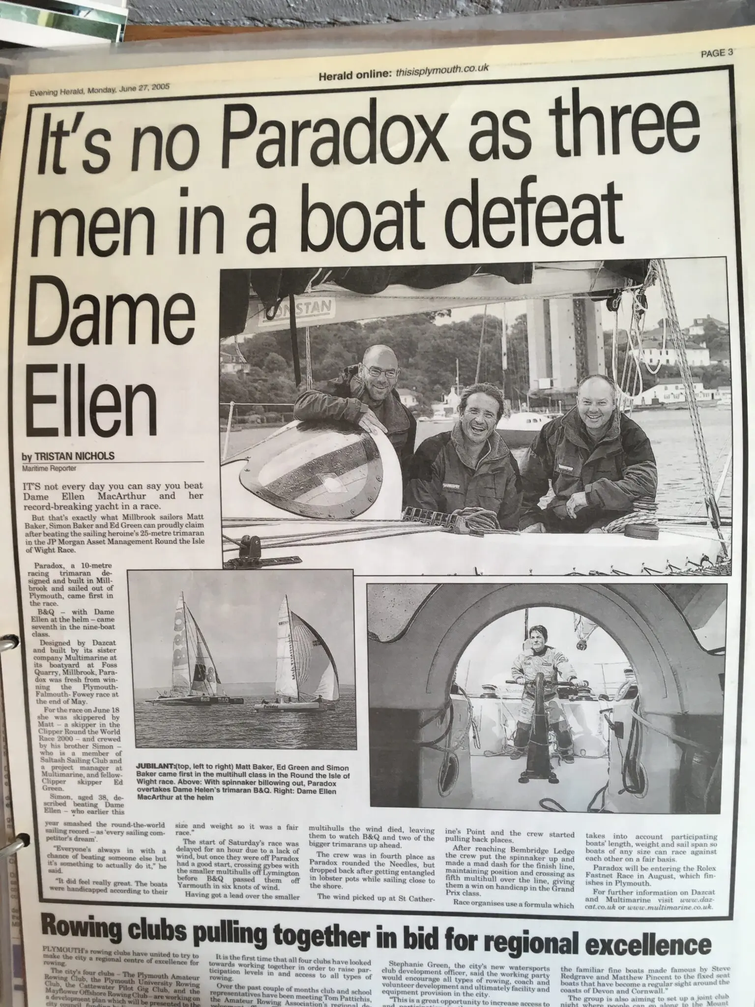PARADOX BEATS DAME ELLEN 2005 Dazcat 10 Paradox newspaper article