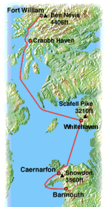 Map of three peaks yacht race taken from race website Map of three peaks yacht race taken from race website