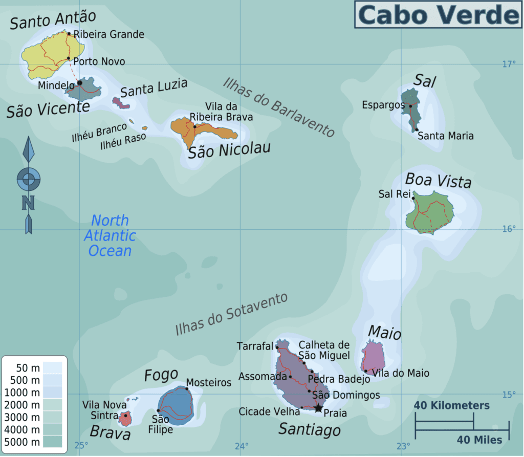 Dazcat 1190 on charter cape verdes map