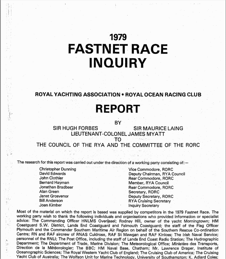 Original report of the Fastnet 1979 race Inquiry