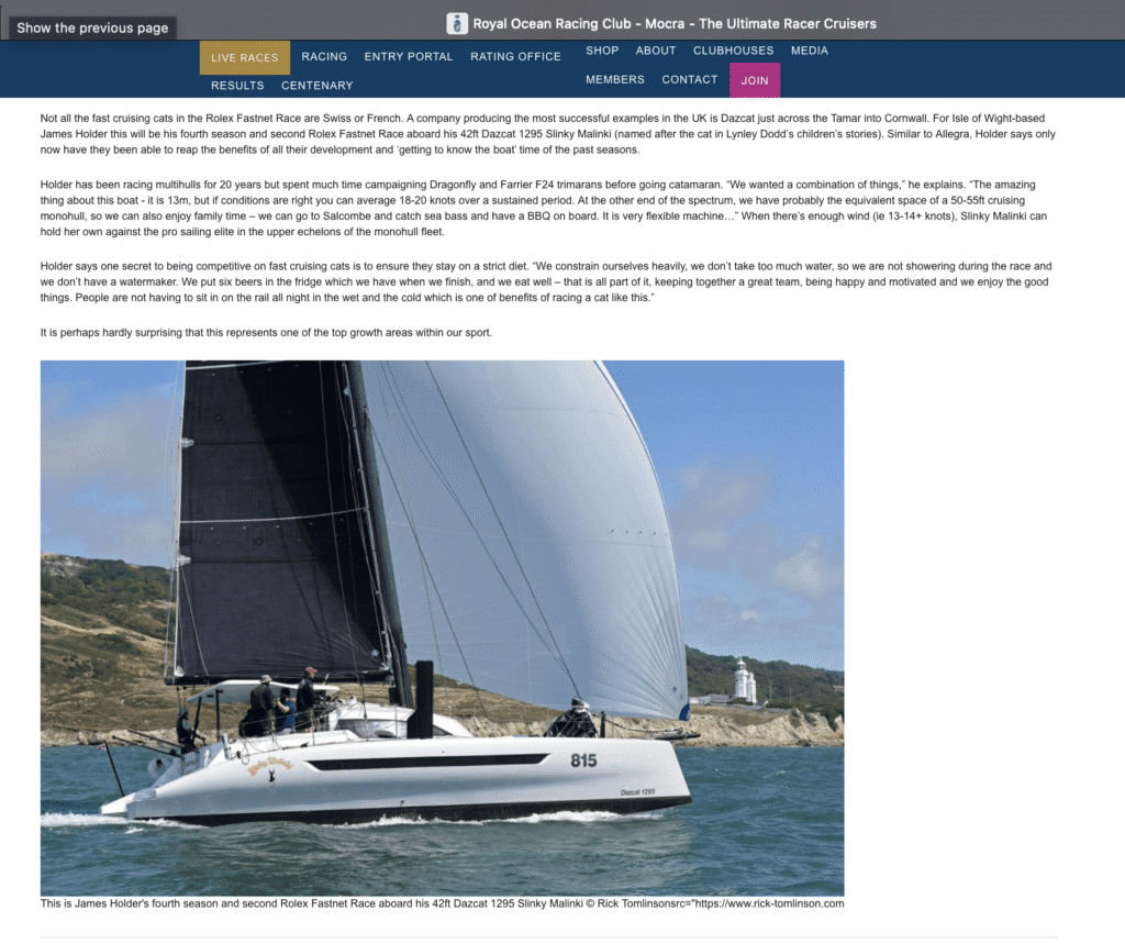 RORC write up on 'The Ultimate Racer-Cruisers'