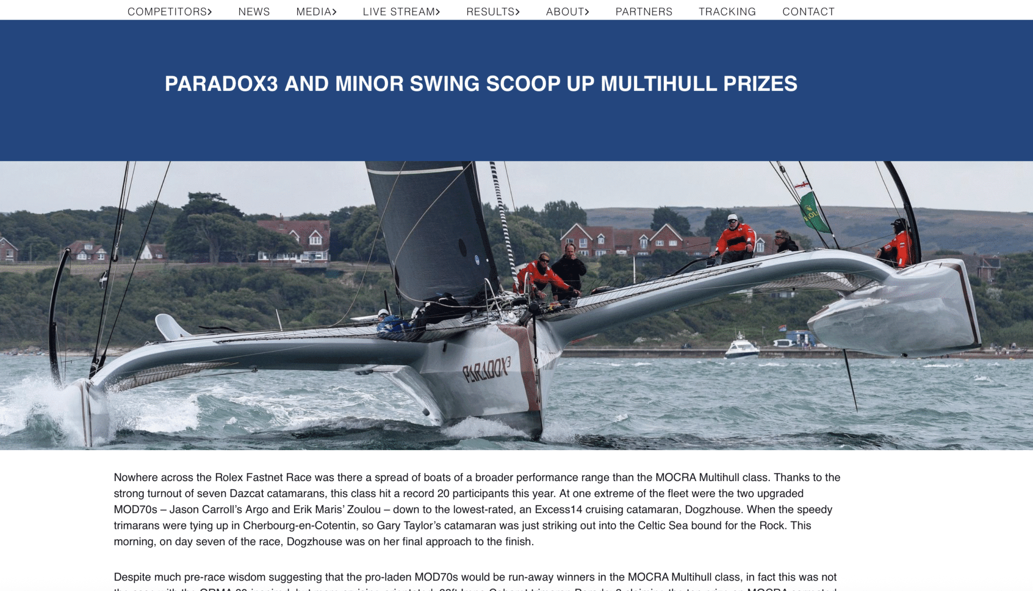 RORC article Dazcat 1295 Minor Swing wins under 50ft Fastnet MOCRA